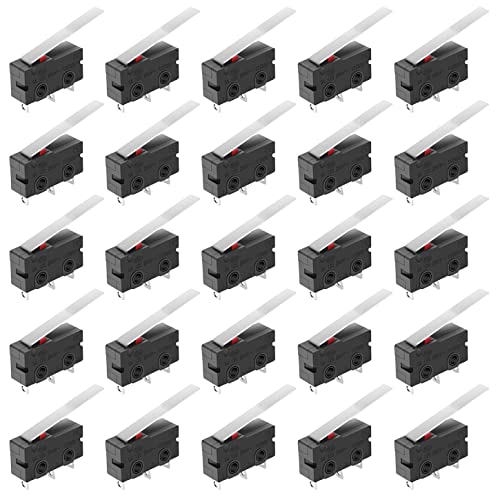 GTIWUNG 25 Stück Mini Mikroschalter, 3 Klemmen Momentschalter, Rollhebelschalter, Mechanische Endschalter, AC 5A 125 250V 3 Pin SPDT Grenze Micro SwitchHebelarm Lang 55mm für Arduino Modellbau GTIWUNG 25 Stück Mini Mikroschalter, 3 Klemmen Momentschalter, Rollhebelschalter, Mechanische Endschalter, AC 5A 125 250V 3 Pin SPDT Grenze Micro SwitchHebelarm Lang 55mm für Arduino Modellbau von GTIWUNG