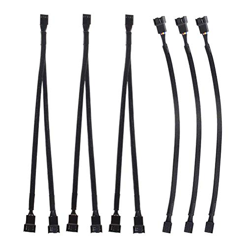 GTIWUNG 3 Stücke PWM Lüfter Verlängerungskabel, Fan Splitter, Y-Kabel Schwarz, PC Ventilator Energien Kabel 1 Bis 2 Konverter von GTIWUNG