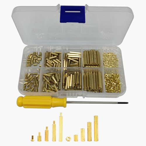 GTIWUNG 340 Stück M2 Messing Männlich Weiblich Sechskantschrauben Mutter Sortiment Kit, M2 Male Female Hex Brass Spacer Standoff Screw Nut Threaded Pillar, Abstandshalter Hex Distanzhülsen PCB Board GTIWUNG 340 Stück M2 Messing Männlich Weiblich Sechskantschrauben Mutter Sortiment Kit, M2 Male Female Hex Brass Spacer Standoff Screw Nut Threaded Pillar, Abstandshalter Hex Distanzhülsen PCB Board von GTIWUNG
