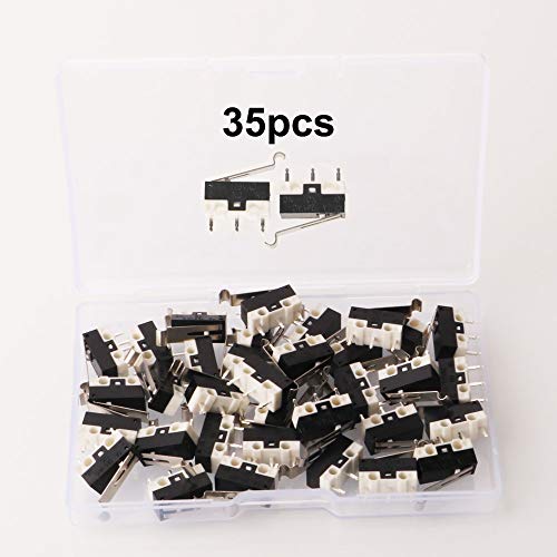 GTIWUNG 35 Stück Mini Mikroschalter, Mechanische Endschalter, AC 1 A 125 V 3 Pin SPDT Grenze Micro Switch R-Typ Hebel für Arduino von GTIWUNG