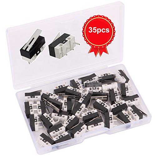 GTIWUNG 35 Stück Mini Mikroschalter, Mechanische Endschalter, AC 1 A 125 V 3 Pin SPDT Grenze Micro Switch lang Scharnier Hebel für Arduino von GTIWUNG