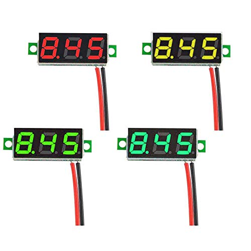 GTIWUNG 4 Stück Mini Digital Voltmeter, DC 0,28 Zoll 2-Draht Spannungsprüfer, DC 2,5-30 V Mini Digital Voltmeter Messgerät Tester Led-anzeige Verpolungsschutz und Genaue Druckmessung, 4 Farben GTIWUNG 4 Stück Mini Digital Voltmeter, DC 0,28 Zoll 2-Draht Spannungsprüfer, DC 2,5-30 V Mini Digital Voltmeter Messgerät Tester Led-anzeige Verpolungsschutz und Genaue Druckmessung, 4 Farben von GTIWUNG