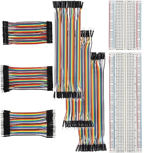 GTIWUNG 400 & 830 Tie Points Mini Breadboard Kit, Lötfreie Prototyp Leiterplatte für Arduino Proto Shield + 6 Stück 20cm & 10cm Female-Female/Male-Female/Male-Male Jumper Wire Kabel von GTIWUNG