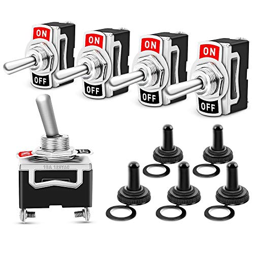 GTIWUNG 5 Stück Kippschalter, EIN/AUS Wippschalter mit Wasserdicht Schutzkappe, 2-Pin SPST Rocker Toggle Switch, 250V 6A/125V 10A ON-OFF Schalter zum Auto KFZ LKW Boot GTIWUNG 5 Stück Kippschalter, EIN/AUS Wippschalter mit Wasserdicht Schutzkappe, 2-Pin SPST Rocker Toggle Switch, 250V 6A/125V 10A ON-OFF Schalter zum Auto KFZ LKW Boot von GTIWUNG
