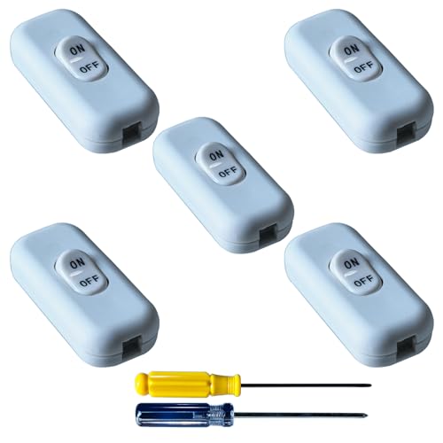 GTIWUNG 5 Stück Zwischenschalter ON/OFF Schnurschalter 6A 250V Weiß GTIWUNG 5 Stück Zwischenschalter ON/OFF Schnurschalter 6A 250V Weiß von GTIWUNG