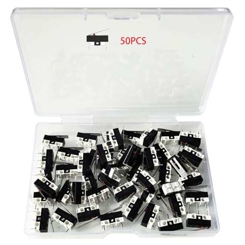 GTIWUNG 50 Stück Mini Mikroschalter, Mechanische Endschalter, AC 1 A 125 V 3 Pin SPDT Grenze Micro Switch lang Scharnier Hebel für Arduino von GTIWUNG