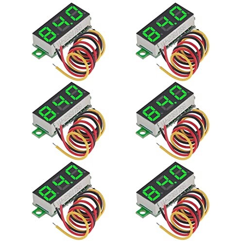 GTIWUNG 6 Stück Mini Digital Voltmeter, DC 0,28 Zoll Drei-Draht Spannungsprüfer, DC 0-100 V Mini Digital Voltmeter Messgerät Tester Led-anzeige Verpolungsschutz und Genaue Druckmessung, Grün GTIWUNG 6 Stück Mini Digital Voltmeter, DC 0,28 Zoll Drei-Draht Spannungsprüfer, DC 0-100 V Mini Digital Voltmeter Messgerät Tester Led-anzeige Verpolungsschutz und Genaue Druckmessung, Grün von GTIWUNG