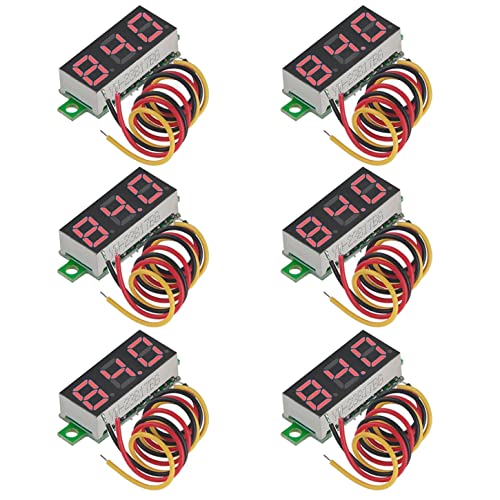 GTIWUNG 6 Stück Mini Digital Voltmeter, DC 0,28 Zoll Drei-Draht Spannungsprüfer, DC 0-100 V Mini Digital Voltmeter Messgerät Tester Led-anzeige Verpolungsschutz und Genaue Druckmessung, Rot GTIWUNG 6 Stück Mini Digital Voltmeter, DC 0,28 Zoll Drei-Draht Spannungsprüfer, DC 0-100 V Mini Digital Voltmeter Messgerät Tester Led-anzeige Verpolungsschutz und Genaue Druckmessung, Rot von GTIWUNG