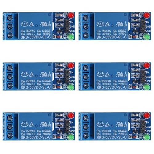 GTIWUNG 6 Stück 1 Kanal 5V Relaismodul mit LED Anzeige, One Channel Relay Module 5V, 1 Kanal Relaisplatine, Ein Kanal Relais Modul Board Shield Für PIC AVR DSP ARM MCU für Arduino Relais GTIWUNG 6 Stück 1 Kanal 5V Relaismodul mit LED Anzeige, One Channel Relay Module 5V, 1 Kanal Relaisplatine, Ein Kanal Relais Modul Board Shield Für PIC AVR DSP ARM MCU für Arduino Relais von GTIWUNG