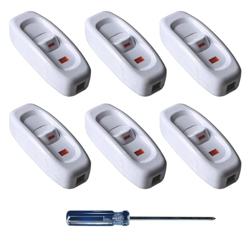 GTIWUNG 6 Stück Zwischenschalter Kabelschalter mit LED Kontrollleuchte 250V 10A Schnurschalter Weiß GTIWUNG 6 Stück Zwischenschalter Kabelschalter mit LED Kontrollleuchte 250V 10A Schnurschalter Weiß von GTIWUNG