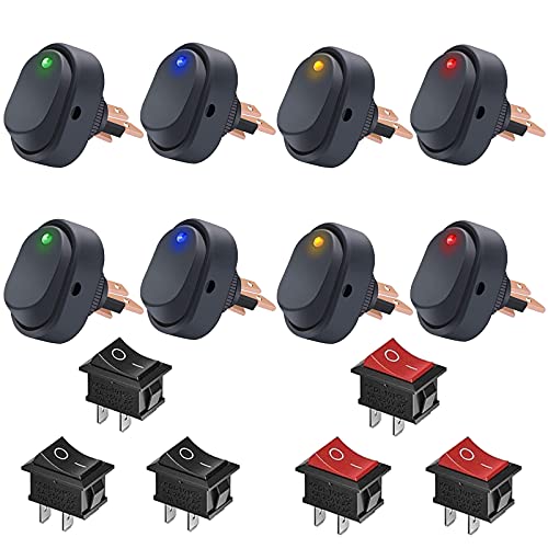 GTIWUNG 8 Stück 12V 30A LED Ein-Aus-Wippschalter Wasserdichter Kippschalter 2 Position 3 Pins Toggle Switch für PKW LKW Motorradboot Marine Control + 6 Stück Druckschalter AC 6A/250V 10A/125V GTIWUNG 8 Stück 12V 30A LED Ein-Aus-Wippschalter Wasserdichter Kippschalter 2 Position 3 Pins Toggle Switch für PKW LKW Motorradboot Marine Control + 6 Stück Druckschalter AC 6A/250V 10A/125V von GTIWUNG