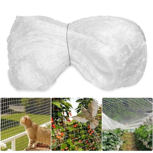 Katzennetz für Balkon, 3x10m Ohne Bohren Katzennetz, Vogelschutznetz Transparentes, Balkonnetz für Katzen, Taubennetz Balkon, Taubennetz für Garten, Balkon Gemüsegärten Obstbäume oder Teich von GTJEOI