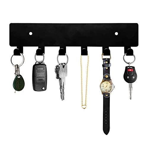 GTK Schlüsselhalter für Wand, Schlüsselhaken mit 6 Haken, Wandmontage, Schlüsselhalter für Flur, selbstklebendes Schlüsselbrett (schwarz) von GTK