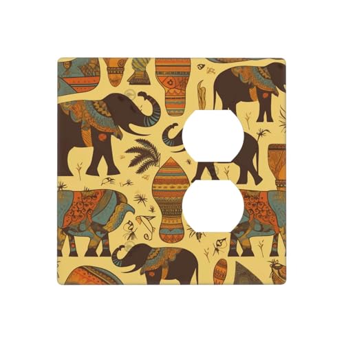 Afrika-Elefanten-Wandplatten, dekorative Lichtschalter-Abdeckung, 2-Gang-Steckdosenabdeckungen, elektrische Schalterplatte, thermoplastische Blende für Dekorationsgerät, Schrauben im Lieferumfang Afrika-Elefanten-Wandplatten, dekorative Lichtschalter-Abdeckung, 2-Gang-Steckdosenabdeckungen, elektrische Schalterplatte, thermoplastische Blende für Dekorationsgerät, Schrauben im Lieferumfang von GTKSYNVE
