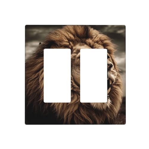 Angry Lion Wandplatten, dekorative Lichtschalter-Abdeckung, 2-Gang-Steckdosenabdeckungen, elektrische Schalterplatte, thermoplastische Blende für Dekorateure, Schrauben im Lieferumfang enthalten Angry Lion Wandplatten, dekorative Lichtschalter-Abdeckung, 2-Gang-Steckdosenabdeckungen, elektrische Schalterplatte, thermoplastische Blende für Dekorateure, Schrauben im Lieferumfang enthalten von GTKSYNVE
