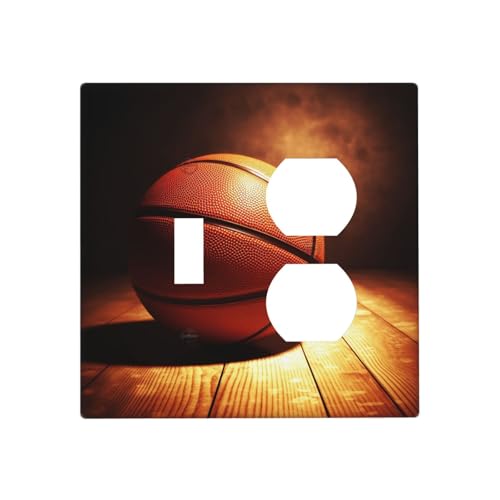 Basketball-Hintergrund-Wandplatten, dekorative Lichtschalter-Abdeckung, 2-Gang-Steckdosenabdeckungen, elektrische Schalterplatte, thermoplastische Blende für Dekorationsgerät, Schrauben im Basketball-Hintergrund-Wandplatten, dekorative Lichtschalter-Abdeckung, 2-Gang-Steckdosenabdeckungen, elektrische Schalterplatte, thermoplastische Blende für Dekorationsgerät, Schrauben im von GTKSYNVE