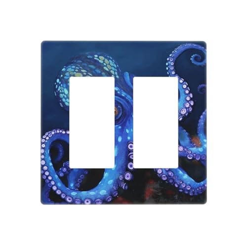 Blaue Oktopus-Wandplatten, dekorative Lichtschalter-Abdeckung, 2-Gang-Steckdosenabdeckungen, elektrische Schalterplatte, thermoplastische Blende für Dekorateure, Schrauben im Lieferumfang enthalten Blaue Oktopus-Wandplatten, dekorative Lichtschalter-Abdeckung, 2-Gang-Steckdosenabdeckungen, elektrische Schalterplatte, thermoplastische Blende für Dekorateure, Schrauben im Lieferumfang enthalten von GTKSYNVE