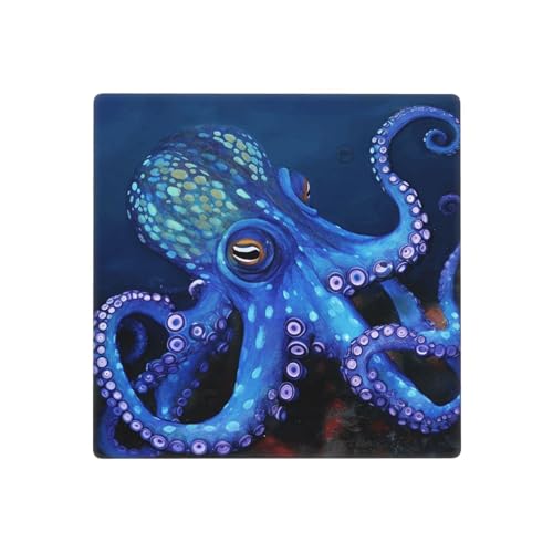 Blaue Oktopus-Wandplatten, dekorative Lichtschalter-Abdeckung, 2-Gang-Steckdosenabdeckungen, elektrische Schalterplatte, thermoplastische Blende für Dekorateure, Schrauben im Lieferumfang enthalten von GTKSYNVE