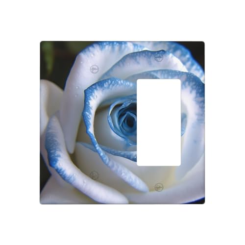 Blaue und weiße Rosen-Wandplatten, dekorative Lichtschalter-Abdeckung, 2-Gang-Steckdosenabdeckungen, elektrische Schalterplatte, thermoplastische Blende für Dekorateure, Schrauben im Lieferumfang Blaue und weiße Rosen-Wandplatten, dekorative Lichtschalter-Abdeckung, 2-Gang-Steckdosenabdeckungen, elektrische Schalterplatte, thermoplastische Blende für Dekorateure, Schrauben im Lieferumfang von GTKSYNVE