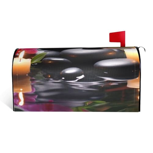 Blumen im Brunnen Massagesteine, Briefkastenabdeckungen, magnetisch, Standardgröße, 64,8 x 53,3 cm, dekorative Briefkastenabdeckung, wasserdichte Briefkastenabdeckung, personalisierte von GTKSYNVE