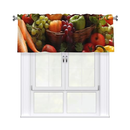 Bunte, verschiedene Gemüse- und Obst-Volants für Fenster, Stangentaschen-Fenstervolant, kleine Fensterbehandlung, Volants für Küche, Verdunkelung, kurze Vorhänge für Schlafzimmer, 137 x 45 cm von GTKSYNVE
