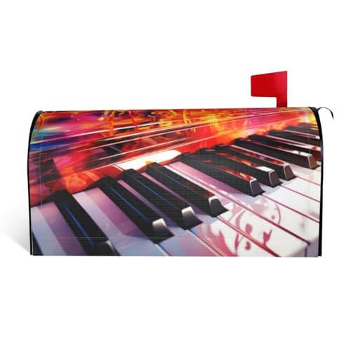 Bunte Briefkastenabdeckungen für Klaviertastatur, Musiknoten, magnetisch, Standardgröße, 64,8 x 53,3 cm, dekorative Briefkasten-Abdeckung, wasserdichte Briefkasten-Abdeckung, personalisierbare von GTKSYNVE