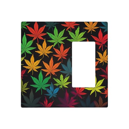 Bunte Cannabisblätter Wandplatten, dekorative Lichtschalterabdeckung, 2-Gang-Steckdosenabdeckungen, elektrische Schalterplatte, thermoplastische Blende für Dekorateure, Schrauben im Lieferumfang Bunte Cannabisblätter Wandplatten, dekorative Lichtschalterabdeckung, 2-Gang-Steckdosenabdeckungen, elektrische Schalterplatte, thermoplastische Blende für Dekorateure, Schrauben im Lieferumfang von GTKSYNVE