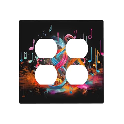 Bunte Musiknoten-Wandplatten, dekorative Lichtschalter-Abdeckung, 2-Gang-Steckdosenabdeckungen, elektrische Schalterplatte, thermoplastische Blende für Dekorationsgerät, Schrauben im Lieferumfang Bunte Musiknoten-Wandplatten, dekorative Lichtschalter-Abdeckung, 2-Gang-Steckdosenabdeckungen, elektrische Schalterplatte, thermoplastische Blende für Dekorationsgerät, Schrauben im Lieferumfang von GTKSYNVE
