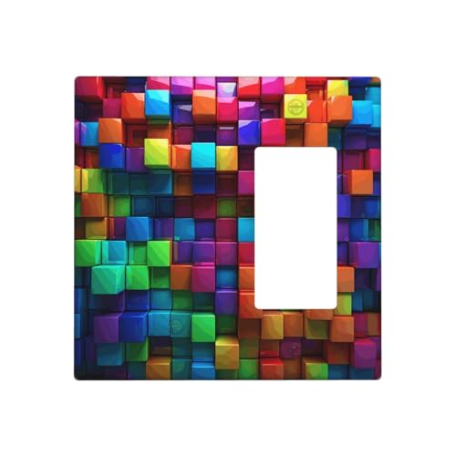Bunte Würfel-Wandplatten, dekorative Lichtschalter-Abdeckung, 2-Gang-Steckdosenabdeckungen, elektrische Schalterplatte, thermoplastische Blende für Dekorationsgerät, Schrauben im Lieferumfang Bunte Würfel-Wandplatten, dekorative Lichtschalter-Abdeckung, 2-Gang-Steckdosenabdeckungen, elektrische Schalterplatte, thermoplastische Blende für Dekorationsgerät, Schrauben im Lieferumfang von GTKSYNVE