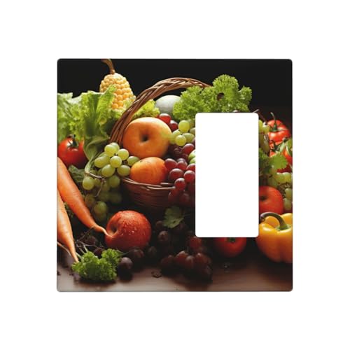 Bunte verschiedene Gemüse- und Obst-Wandplatten, dekorative Lichtschalter-Abdeckung, 2-Gang-Steckdosenabdeckungen, elektrische Schalterplatte, thermoplastische Blende für Dekorateure, Schrauben im von GTKSYNVE