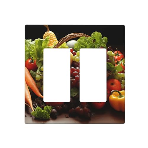Bunte verschiedene Gemüse- und Obst-Wandplatten, dekorative Lichtschalter-Abdeckung, 2-Gang-Steckdosenabdeckungen, elektrische Schalterplatte, thermoplastische Blende für Dekorateure, Schrauben im Bunte verschiedene Gemüse- und Obst-Wandplatten, dekorative Lichtschalter-Abdeckung, 2-Gang-Steckdosenabdeckungen, elektrische Schalterplatte, thermoplastische Blende für Dekorateure, Schrauben im von GTKSYNVE