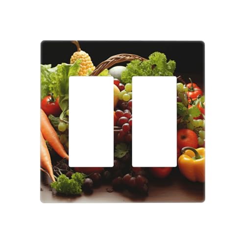 Bunte verschiedene Gemüse- und Obst-Wandplatten, dekorative Lichtschalter-Abdeckung, 2-Gang-Steckdosenabdeckungen, elektrische Schalterplatte, thermoplastische Blende für Dekorateure, Schrauben im Bunte verschiedene Gemüse- und Obst-Wandplatten, dekorative Lichtschalter-Abdeckung, 2-Gang-Steckdosenabdeckungen, elektrische Schalterplatte, thermoplastische Blende für Dekorateure, Schrauben im von GTKSYNVE