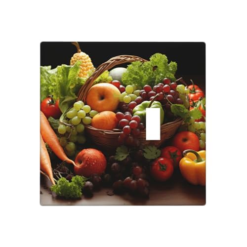 Bunte verschiedene Gemüse- und Obst-Wandplatten, dekorative Lichtschalter-Abdeckung, 2-Gang-Steckdosenabdeckungen, elektrische Schalterplatte, thermoplastische Blende für Dekorateure, Schrauben im Bunte verschiedene Gemüse- und Obst-Wandplatten, dekorative Lichtschalter-Abdeckung, 2-Gang-Steckdosenabdeckungen, elektrische Schalterplatte, thermoplastische Blende für Dekorateure, Schrauben im von GTKSYNVE