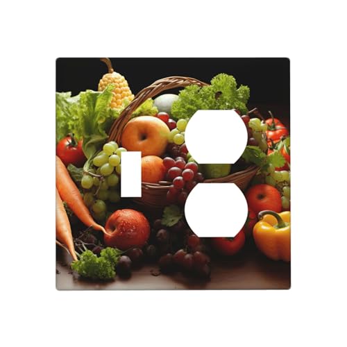 Bunte verschiedene Gemüse- und Obst-Wandplatten, dekorative Lichtschalter-Abdeckung, 2-Gang-Steckdosenabdeckungen, elektrische Schalterplatte, thermoplastische Blende für Dekorateure, Schrauben im Bunte verschiedene Gemüse- und Obst-Wandplatten, dekorative Lichtschalter-Abdeckung, 2-Gang-Steckdosenabdeckungen, elektrische Schalterplatte, thermoplastische Blende für Dekorateure, Schrauben im von GTKSYNVE