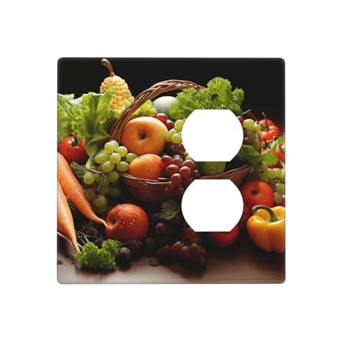 Bunte verschiedene Gemüse- und Obst-Wandplatten, dekorative Lichtschalter-Abdeckung, 2-Gang-Steckdosenabdeckungen, elektrische Schalterplatte, thermoplastische Blende für Dekorateure, Schrauben im Bunte verschiedene Gemüse- und Obst-Wandplatten, dekorative Lichtschalter-Abdeckung, 2-Gang-Steckdosenabdeckungen, elektrische Schalterplatte, thermoplastische Blende für Dekorateure, Schrauben im von GTKSYNVE