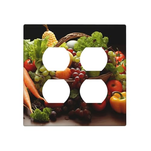 Bunte verschiedene Gemüse- und Obst-Wandplatten, dekorative Lichtschalter-Abdeckung, 2-Gang-Steckdosenabdeckungen, elektrische Schalterplatte, thermoplastische Blende für Dekorateure, Schrauben im Bunte verschiedene Gemüse- und Obst-Wandplatten, dekorative Lichtschalter-Abdeckung, 2-Gang-Steckdosenabdeckungen, elektrische Schalterplatte, thermoplastische Blende für Dekorateure, Schrauben im von GTKSYNVE