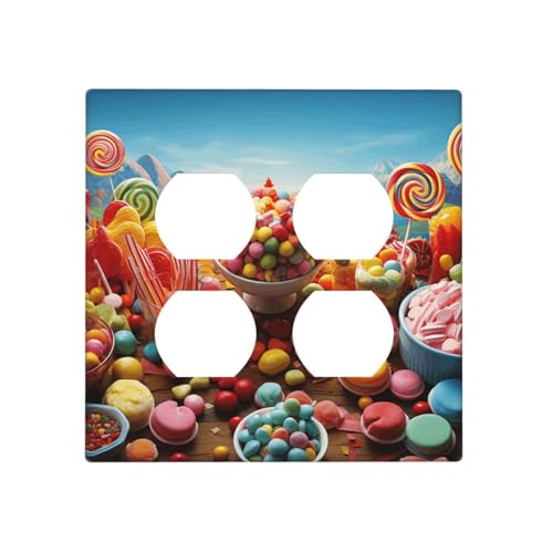 Candy Poster Wandplatten, dekorative Lichtschalter-Abdeckung, 2-Gang-Steckdosenabdeckungen, elektrische Schalterplatte, thermoplastische Blende für Dekorateure, Schrauben im Lieferumfang enthalten von GTKSYNVE