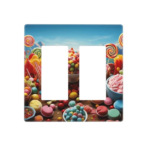 Candy Poster Wandplatten, dekorative Lichtschalter-Abdeckung, 2-Gang-Steckdosenabdeckungen, elektrische Schalterplatte, thermoplastische Blende für Dekorateure, Schrauben im Lieferumfang enthalten von GTKSYNVE