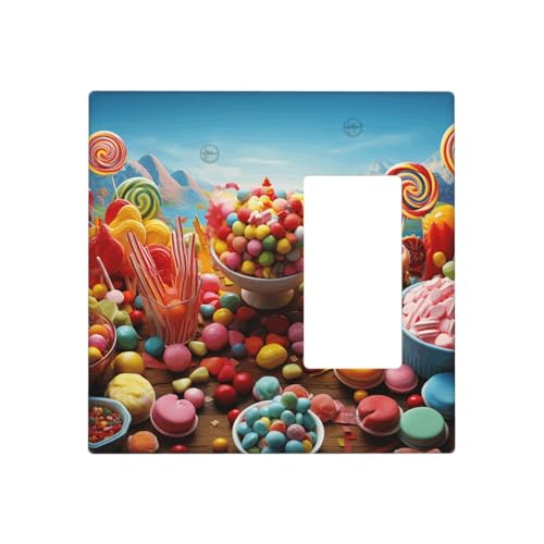 Candy Poster Wandplatten, dekorative Lichtschalter-Abdeckung, 2-Gang-Steckdosenabdeckungen, elektrische Schalterplatte, thermoplastische Blende für Dekorateure, Schrauben im Lieferumfang enthalten von GTKSYNVE