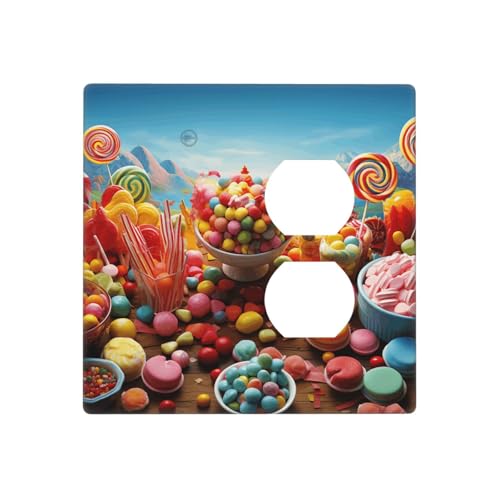 Candy Poster Wandplatten, dekorative Lichtschalter-Abdeckung, 2-Gang-Steckdosenabdeckungen, elektrische Schalterplatte, thermoplastische Blende für Dekorateure, Schrauben im Lieferumfang enthalten von GTKSYNVE