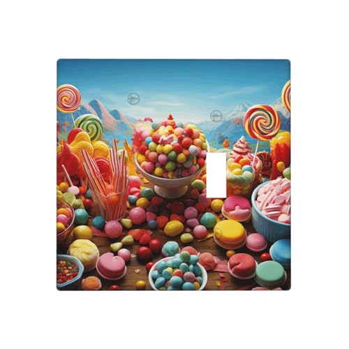Candy Poster Wandplatten, dekorative Lichtschalter-Abdeckung, 2-Gang-Steckdosenabdeckungen, elektrische Schalterplatte, thermoplastische Blende für Dekorateure, Schrauben im Lieferumfang enthalten von GTKSYNVE
