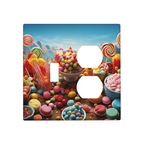 Candy Poster Wandplatten, dekorative Lichtschalter-Abdeckung, 2-Gang-Steckdosenabdeckungen, elektrische Schalterplatte, thermoplastische Blende für Dekorateure, Schrauben im Lieferumfang enthalten von GTKSYNVE