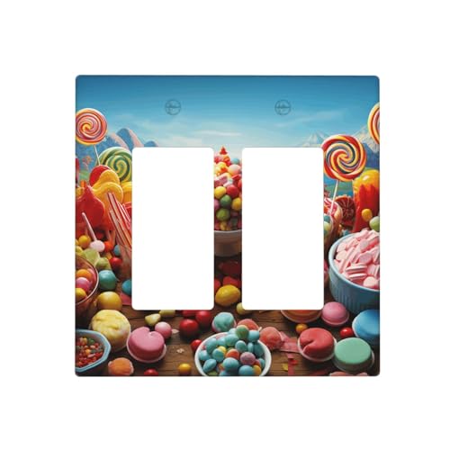 Candy Poster Wandplatten, dekorative Lichtschalter-Abdeckung, 2-Gang-Steckdosenabdeckungen, elektrische Schalterplatte, thermoplastische Blende für Dekorateure, Schrauben im Lieferumfang enthalten von GTKSYNVE