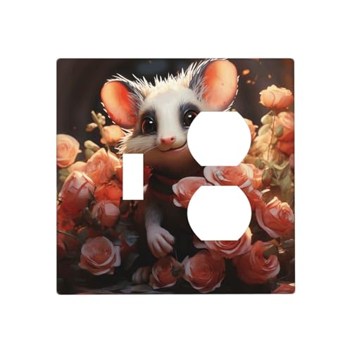 Cartoon Opossum und Rosen Wandplatten, dekorative Lichtschalterabdeckung, 2-Gang-Steckdosenabdeckungen, elektrische Schalterplatte, thermoplastische Blende für Dekorateur Gerät, Schrauben im Cartoon Opossum und Rosen Wandplatten, dekorative Lichtschalterabdeckung, 2-Gang-Steckdosenabdeckungen, elektrische Schalterplatte, thermoplastische Blende für Dekorateur Gerät, Schrauben im von GTKSYNVE