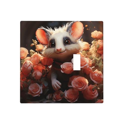 Cartoon Opossum und Rosen Wandplatten, dekorative Lichtschalterabdeckung, 2-Gang-Steckdosenabdeckungen, elektrische Schalterplatte, thermoplastische Blende für Dekorateur Gerät, Schrauben im Cartoon Opossum und Rosen Wandplatten, dekorative Lichtschalterabdeckung, 2-Gang-Steckdosenabdeckungen, elektrische Schalterplatte, thermoplastische Blende für Dekorateur Gerät, Schrauben im von GTKSYNVE