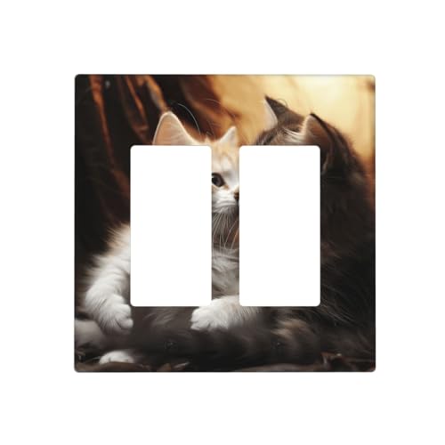 Cat Kiss Wandplatten, dekorative Lichtschalter-Abdeckung, 2-Gang-Steckdosenabdeckungen, elektrische Schalterplatte, thermoplastische Blende für Dekorateure, Schrauben im Lieferumfang enthalten Cat Kiss Wandplatten, dekorative Lichtschalter-Abdeckung, 2-Gang-Steckdosenabdeckungen, elektrische Schalterplatte, thermoplastische Blende für Dekorateure, Schrauben im Lieferumfang enthalten von GTKSYNVE