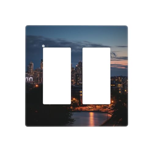 City Seattle Wandplatten, dekorative Lichtschalter-Abdeckung, 2-Gang-Steckdosenabdeckungen, elektrische Schalterplatte, thermoplastische Blende für Dekorateur Gerät, Schrauben im Lieferumfang City Seattle Wandplatten, dekorative Lichtschalter-Abdeckung, 2-Gang-Steckdosenabdeckungen, elektrische Schalterplatte, thermoplastische Blende für Dekorateur Gerät, Schrauben im Lieferumfang von GTKSYNVE