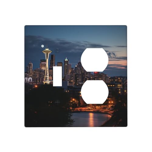 City Seattle Wandplatten, dekorative Lichtschalter-Abdeckung, 2-Gang-Steckdosenabdeckungen, elektrische Schalterplatte, thermoplastische Blende für Dekorateur Gerät, Schrauben im Lieferumfang City Seattle Wandplatten, dekorative Lichtschalter-Abdeckung, 2-Gang-Steckdosenabdeckungen, elektrische Schalterplatte, thermoplastische Blende für Dekorateur Gerät, Schrauben im Lieferumfang von GTKSYNVE