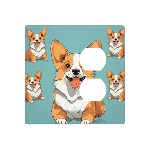 Corgi Niedliche Hunde-Wandplatten, dekorative Lichtschalter-Abdeckung, 2-Gang-Steckdosenabdeckungen, elektrische Schalterplatte, thermoplastische Blende für Dekorateure, Schrauben im Lieferumfang Corgi Niedliche Hunde-Wandplatten, dekorative Lichtschalter-Abdeckung, 2-Gang-Steckdosenabdeckungen, elektrische Schalterplatte, thermoplastische Blende für Dekorateure, Schrauben im Lieferumfang von GTKSYNVE