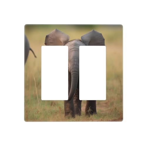 Dekorative Lichtschalter-Abdeckung, Baby-Elefant, 2-Gang-Steckdosenabdeckungen, elektrische Schalterplatte, thermoplastische Blende für Dekorationsgerät, Schrauben im Lieferumfang enthalten Dekorative Lichtschalter-Abdeckung, Baby-Elefant, 2-Gang-Steckdosenabdeckungen, elektrische Schalterplatte, thermoplastische Blende für Dekorationsgerät, Schrauben im Lieferumfang enthalten von GTKSYNVE